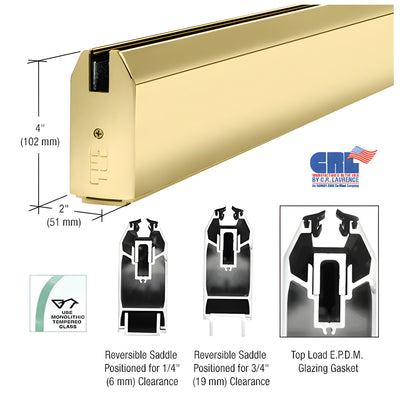 CRL Polished Brass 4" Tapered Sidelite Rail