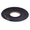 A single roll of black synthetic reinforced rubber sealant tape is shown from an elevated angle.