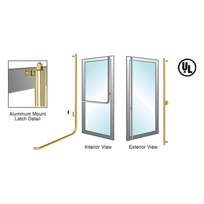 CRL-Blumcraft® Satin Brass Right Hand Reverse Aluminum Door Mount Keyed Access "F" Exterior, Top Securing Panic Handle