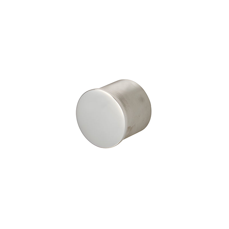 A cylindrical 316 polished stainless steel end cap designed for 1-7/8 inch GRRF20 series roll form cap railing.