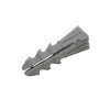A single gray plastic screw anchor without a shoulder shown from a side angle.