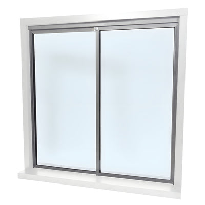 CRL Daisy Satin Anodized Factory Glazed with 1/4" Tempered Glass Pass-Thru Assembly 36" Width 48" Height