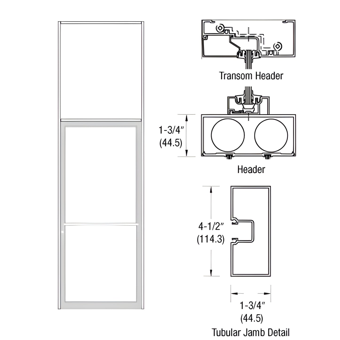 CRL-U.S. Aluminum S450 1ft Center-Hung Transom Frame Bone White Kynar