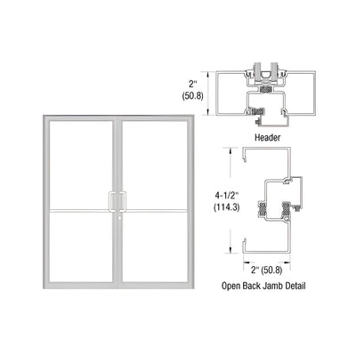 CRL-U.S. Aluminum Clear Anodized Class 1 Thermally Improved Up/Over Frame for a Pair of Doors Prepped for Butt Hinges and Using Surface Mount Closer