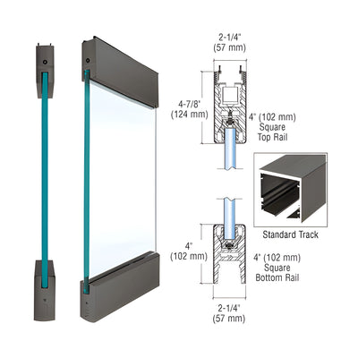 CRL Black Bronze Type 1 Standard SPS with 4" Square Rails Top and Bottom