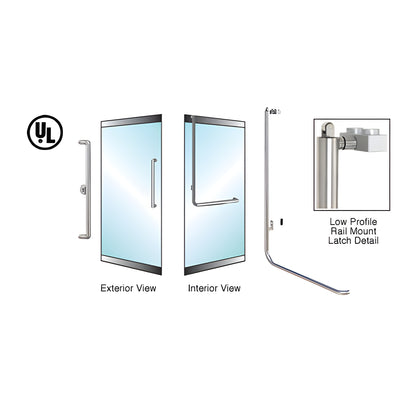 CRL-Blumcraft® Brushed Stainless Left Hand Reverse Low Profile Mount Keyed Access "X" Exterior, Top Securing Panic Handle