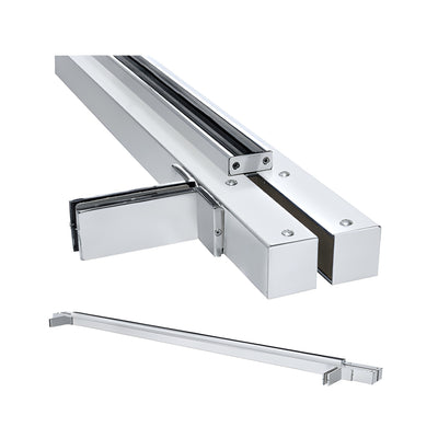 CRL Satin Anodized Custom Size Double Door Floating Header With Fin Brackets for 1/2" Glass