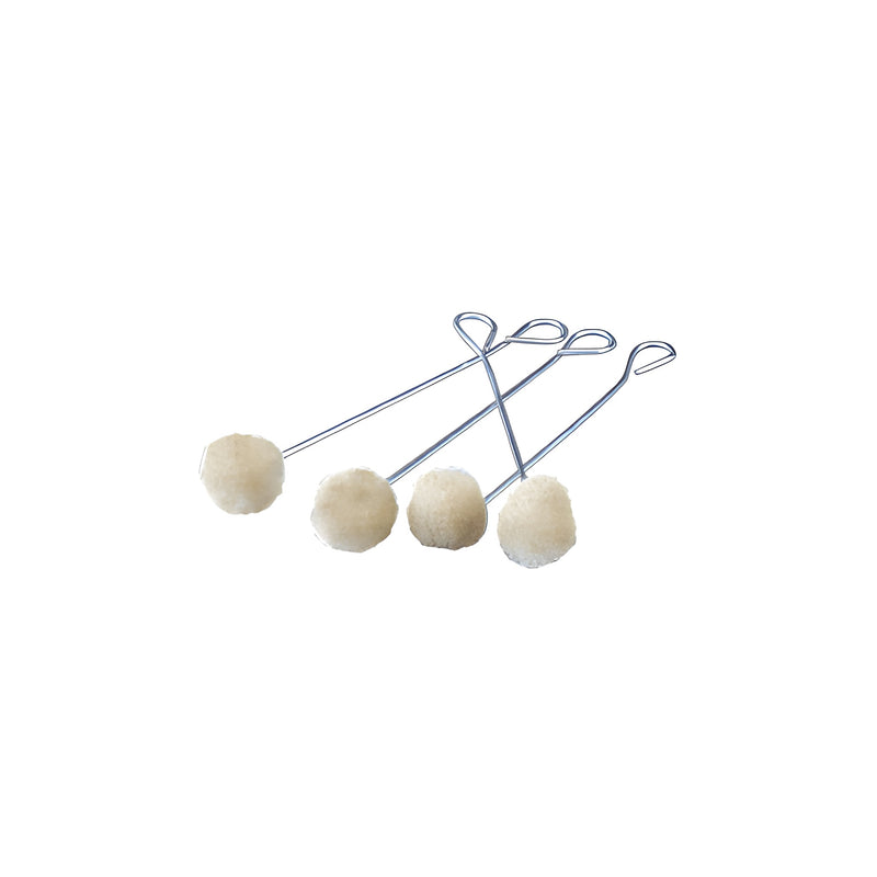 Four wool daubers with 6-inch wire handles arranged together.
