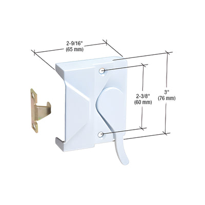 CRL Left Hand White Casement Window Lock 2-3/8" Screw Holes