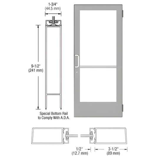 CRL-U.S. Aluminum 400 Clear Anodized Entrance Door - Closer Ready