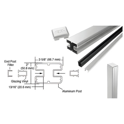 CRL Silver Metallic AWS 2" x 2-5/8" Rectangular 180 Degree 48" End Post Kit