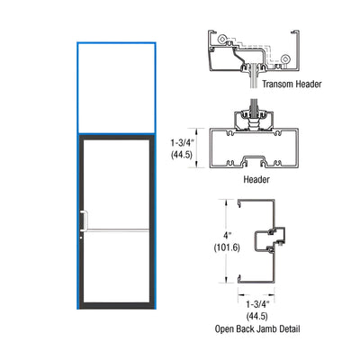 CRL-U.S. Aluminum Bronze Black Anodized 39-1/2" x 126" 400 Series Left Hand Transom Single Door Frame