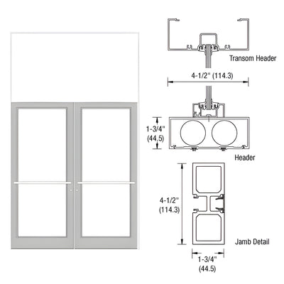 CRL-U.S. Aluminum White KYNAR® Paint 75-1/2" x 126" Series DF800 Tubular Center Hung Transom Frame Complete (2FT)