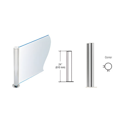 CRL Brushed Stainless 24" Round PP08 Elegant Series Counter/Partition Corner Post