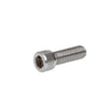 An angled view of a stainless steel socket head cap screw showing the hexagonal drive.