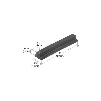 CRL-U.S. Aluminum EPDM 4" Setting Block for 1/4" Exterior Glazing - 100/Pk