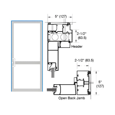 CRL-U.S. Aluminum IG500 Series Custom KYNAR® Paint Custom Up/Over Door Frame for Butt Hinge, CVR Panic, and Overhead Concealed Closer