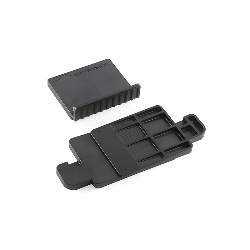 Two black plastic TAPER-LOC® X1 taper components for 13/16 inch laminated glass installation.
