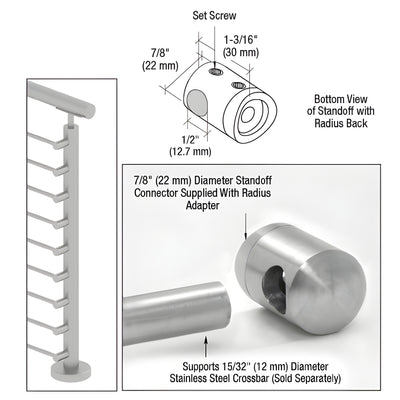 CRL 316 Brushed Stainless Right End Standoff Connector (Radius Back)