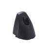 A single black polymer safety cap for a heavy-duty hinge shown in isolation.