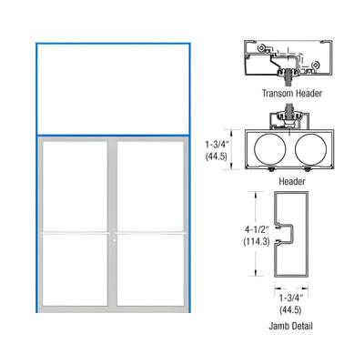 CRL-U.S. Aluminum Bronze Black Anodized 75-1/2" x 126" Blank 450 Transom Double Door Frame