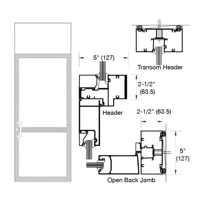 CRL-U.S. Aluminum IG500 Series Clear Anodized Class 1 Custom Transom Butt Hinge CVR Door Frame
