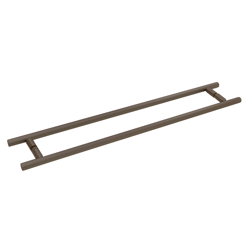 A 24-inch ladder-style back-to-back towel bar featuring a tubular oil rubbed bronze finish.