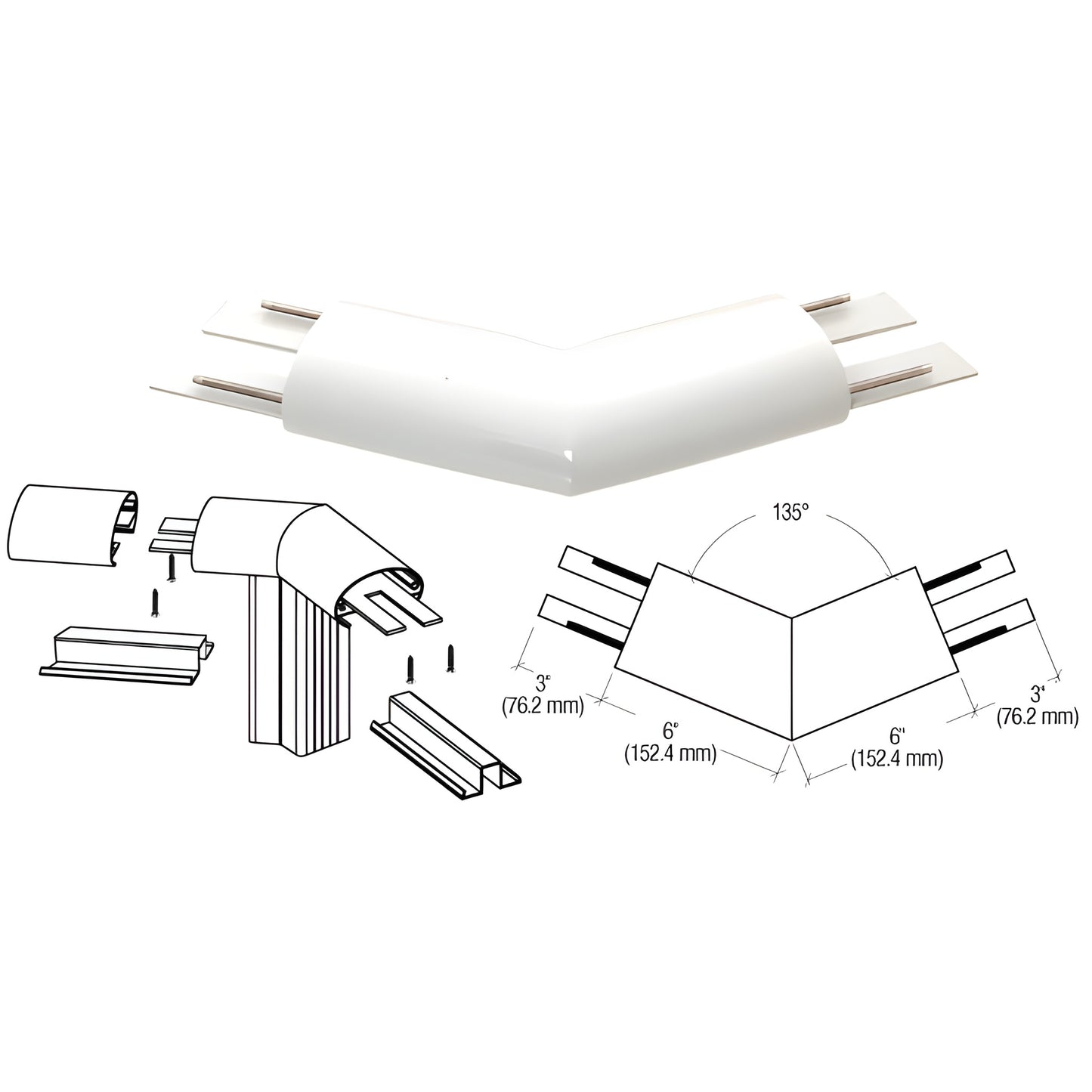 CRL Sky White 350X 135° Corner Top Cap for Frameless Shower
