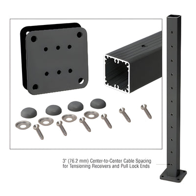 CRL Matte Black 42" Tall Cable Post Kit Prepped for Flip-Toggle End