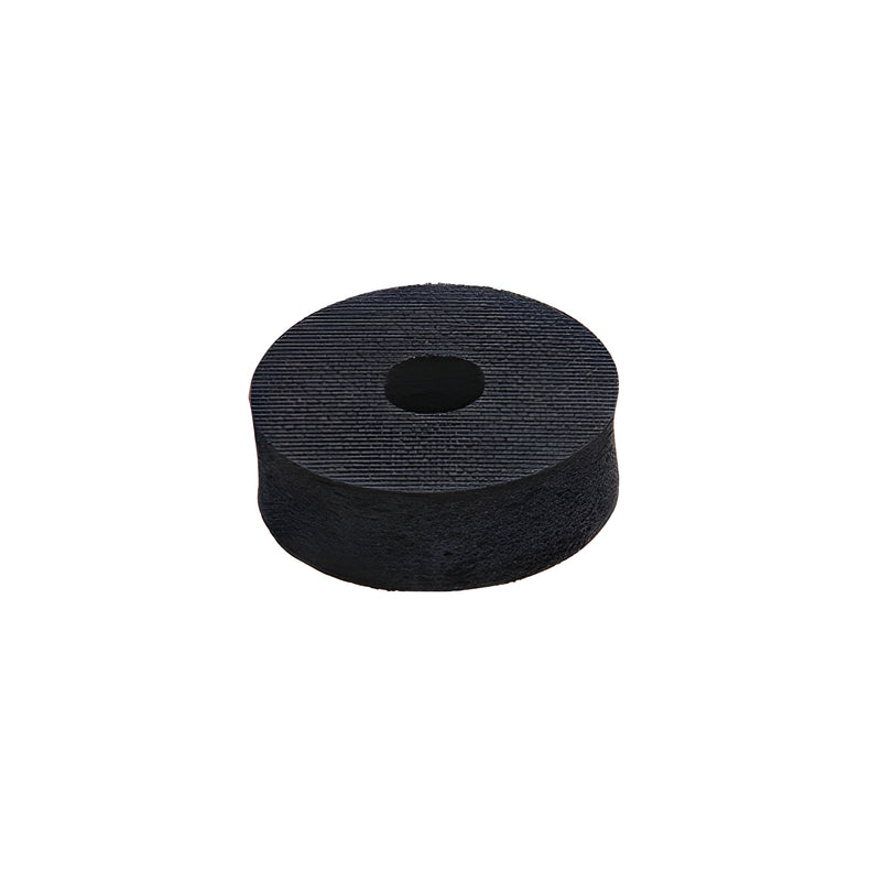 A circular black rubber donut spacer with a center hole shown against a white background.