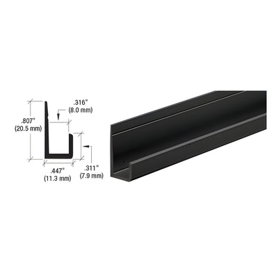 CRL Gloss Black Canadian Style 1/4" Standard Bottom "J" Channel
