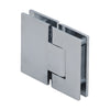 An angled view of the polished chrome Geneva 380 series glass-to-glass shower hinge.
