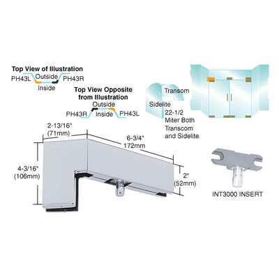 CRL Aluminum 135 Degree Left Hand Sidelite Patch With 1NT300 Insert