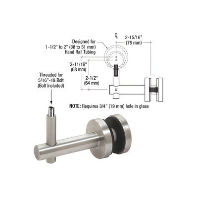 CRL Brushed Stainless Coastal Series Glass Mounted Hand Rail Bracket