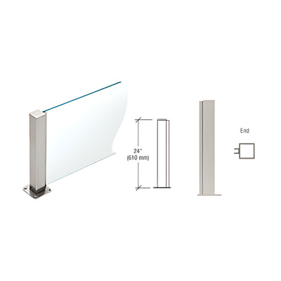 CRL Brushed Stainless 24" High 1-1/2" Square PP43 Plaza Series Counter/Partition End Post