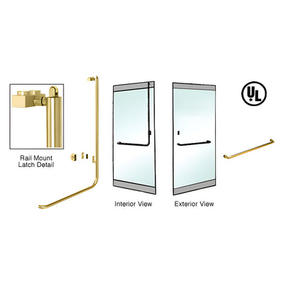 CRL-Blumcraft® Satin Brass Right Hand Reverse Rail Mount Keyed Access "A" Exterior, Top Securing Panic Handle