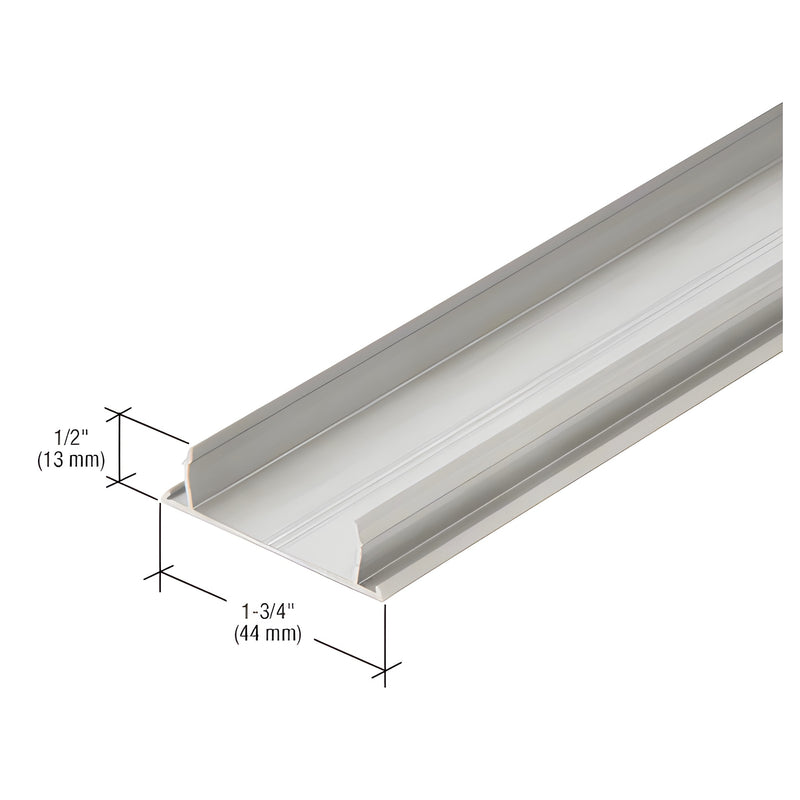 A clear anodized aluminum narrow stile flat pocket insert shown with dimension lines indicating a 1-3/4 inch width and 1/2 inch height.