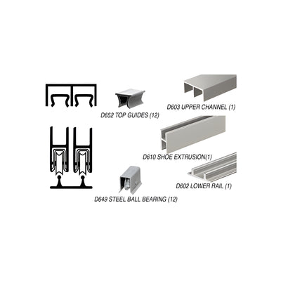CRL Brushed Nickel Track Assembly D603 Upper and D602 Lower Track With Steel Ball-Bearing Wheels