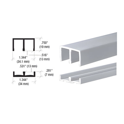 CRL Gray Plastic Track for 1/2" Sliding Panels