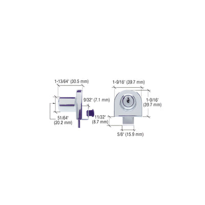 CRL Chrome Single Glass Door Lock - Keyed Alike