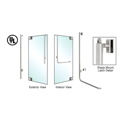 CRL-Blumcraft® Polished Stainless Left Hand Reverse Glass Mount Keyed Access "JS" Exterior, Top Securing Panic Handle