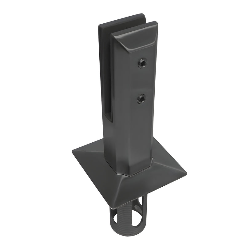 A matte black square core mount friction fit spigot made of 2205 stainless steel.