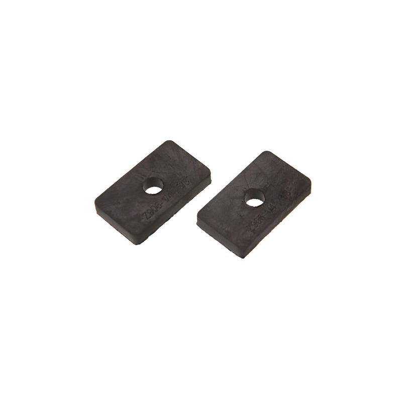 Two black, rectangular replacement gaskets with a center hole for 3/8 inch glass Z-clamps.