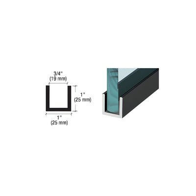 CRL Matte Black Wet / Dry Glaze 1" Deep U-Channel 120" Stock Length