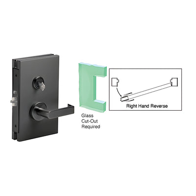 CRL Matte Black 6" x 10" RHR Center Lock With Deadlatch in Storeroom Function