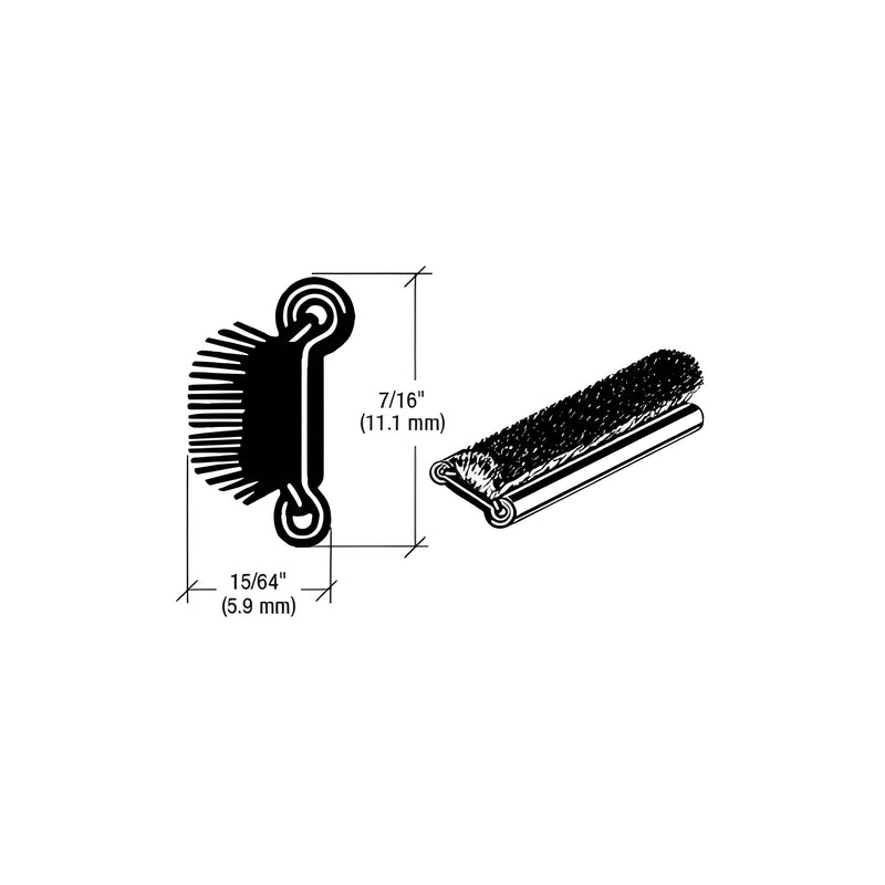 A technical diagram showing the profile and 3D view of the flexible stainless steel beaded weatherstrip with dimension labels.