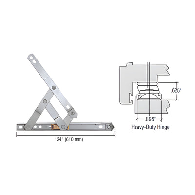 CRL Truth® 24" Heavy-Duty 4-Bar Stainless Steel Window Hinge