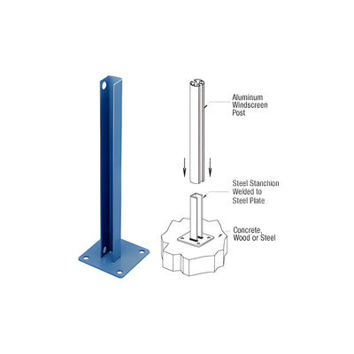 CRL Custom Color AWS Steel Stanchion for 90 Degree Rectangular Corner Post
