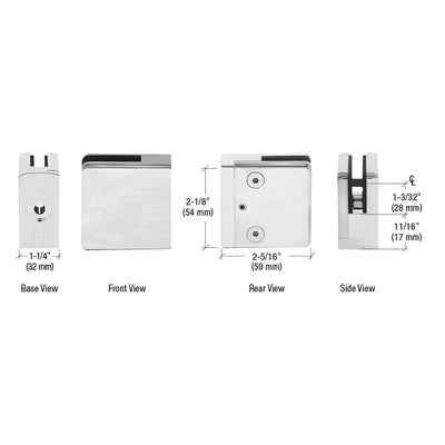 CRL 316 Brushed Stainless Flat Base Clamp for 1/2" and 9/16" Glass