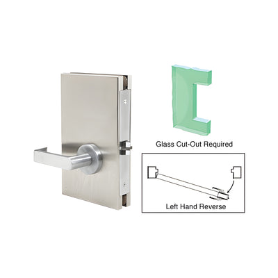 CRL Brushed Stainless 6" x 10" LHR Center Lock with Deadlatch in Passage Lock Function